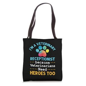 I'm a Veterinary Receptionist Funny Vet Secretary Paw Print Tote Bag