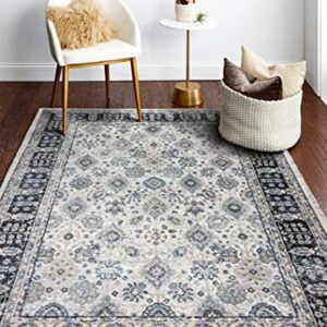 Bashian Collection Area Rug - Luxury Power Loom Polyester - Home Decor for Runner Rug, Entryway Rug, Living Room Rugs, 2.6’ x 8’, Ivory/Charcoal