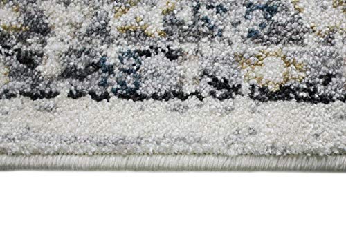 Bashian Collection Area Rug - Luxury Power Loom Polyester - Home Decor for Runner Rug, Entryway Rug, Living Room Rugs, 2.6’ x 8’, Ivory/Charcoal