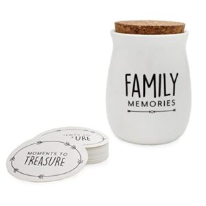 darware family memories ceramic jar, keepsake gift with 50 write-on tickets