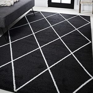 jonathan y seu102a-8 cole minimalist diamond trellis indoor area-rug modern contemporary casual easy-cleaning bedroom kitchen living room non shedding, 8 x 10, black/white
