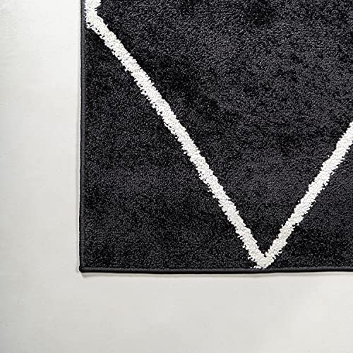 JONATHAN Y SEU102A-8 Cole Minimalist Diamond Trellis Indoor Area-Rug Modern Contemporary Casual Easy-Cleaning Bedroom Kitchen Living Room Non Shedding, 8 X 10, Black/White