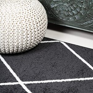 JONATHAN Y SEU102A-8 Cole Minimalist Diamond Trellis Indoor Area-Rug Modern Contemporary Casual Easy-Cleaning Bedroom Kitchen Living Room Non Shedding, 8 X 10, Black/White