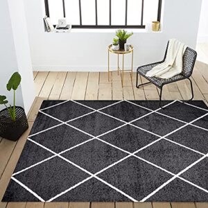 JONATHAN Y SEU102A-8 Cole Minimalist Diamond Trellis Indoor Area-Rug Modern Contemporary Casual Easy-Cleaning Bedroom Kitchen Living Room Non Shedding, 8 X 10, Black/White