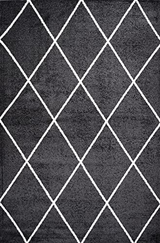 JONATHAN Y SEU102A-8 Cole Minimalist Diamond Trellis Indoor Area-Rug Modern Contemporary Casual Easy-Cleaning Bedroom Kitchen Living Room Non Shedding, 8 X 10, Black/White