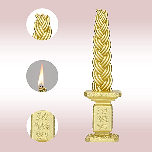 Shalhevet Light Gold Self Standing Long Lasting Golden Havdalah Candle (Gold/Gold)