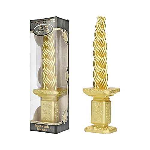Shalhevet Light Gold Self Standing Long Lasting Golden Havdalah Candle (Gold/Gold)