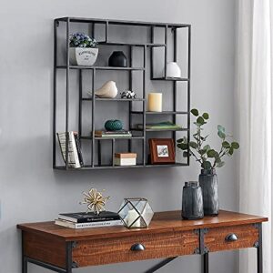firstime & co. dark silver goodwin wall shelf, wall mounted floating shelf for bedroom, kitchen, living room, bathroom, home office, metal, 30 x 5.5 x 30 inches