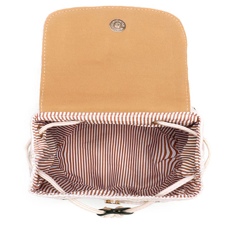 Teanea Small Straw Backpack Purse Beach Bag for Women Girls, Beige