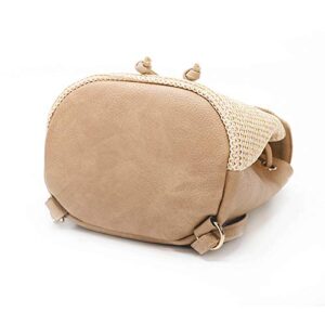 Teanea Small Straw Backpack Purse Beach Bag for Women Girls, Beige