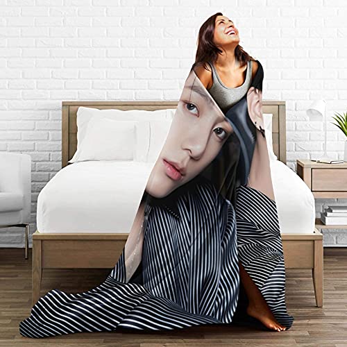 Jungkook Jeon Jung Kook Soft and Comfortable Warm Fleece Blanket for Sofa,Office Bed car Camp Couch Cozy Plush Throw Blankets Beach Blankets … (Black, 50"x40")