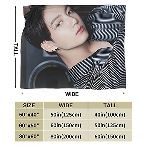 Jungkook Jeon Jung Kook Soft and Comfortable Warm Fleece Blanket for Sofa,Office Bed car Camp Couch Cozy Plush Throw Blankets Beach Blankets … (Black, 50"x40")