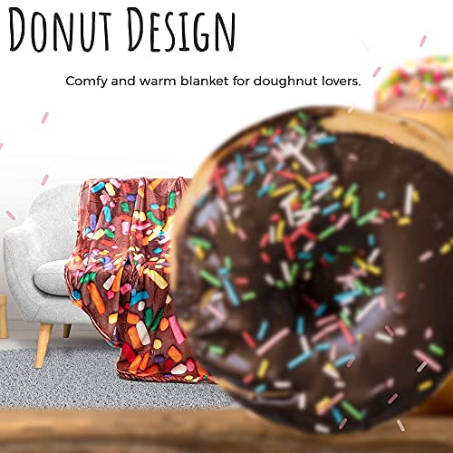 Donut Blanket, Soft Round Chocolate Donut Throw Blanket 70 inches in Diameter for Teens and Adults. Fun Gifts for Family and Friends