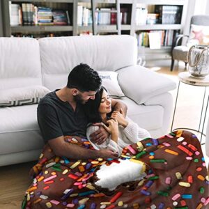 Donut Blanket, Soft Round Chocolate Donut Throw Blanket 70 inches in Diameter for Teens and Adults. Fun Gifts for Family and Friends