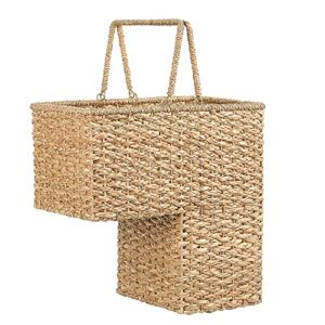 creative co-op woven bankuan rope stair basket with handles, natural
