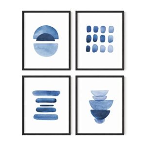 haus and hues abstract blue wall art prints set of 4 abstract art blue wall decor for living room wall art | watercolor prints wall art | navy blue wall art | unframed (8 x 10)