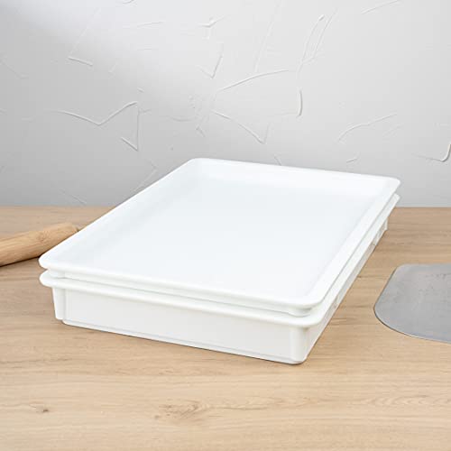 LID ONLY: Lid For Proofing Box, 1 Rectangle Lid For Dough Box - Stackable, Dishwashable, White Plastic Lid For Pizza Dough Box, Durable, Proofing Box Sold Separately - Restaurantware