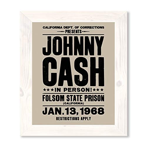 "Johnny Cash-In Person-Folsom State Prison"-Country Music Wall Art -11 x 14" Vintage Replica Sign Print-Ready to Frame. Rustic Decor for Home-Studio-Bar-Dorm-Cave. Great Gift! Printed on Photo Paper.