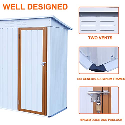 Outdoor Metal Storage Shed 5' x 3' Steel Tool Storage Shed for Garden Patio Backyard Lawn Tool House with Lockable Door