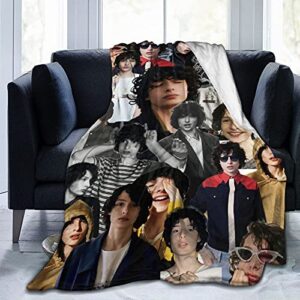 finn wolfhard soft and comfortable warm fleece blanket for sofa,office bed car camp couch cozy plush throw blankets beach blankets (50″x40″)
