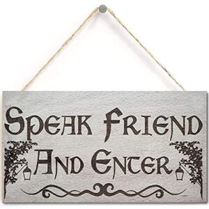 speak friend and enter wooden hanging man cave gift plaque dad pub bar sign 10 x 5 inch (us-g002)