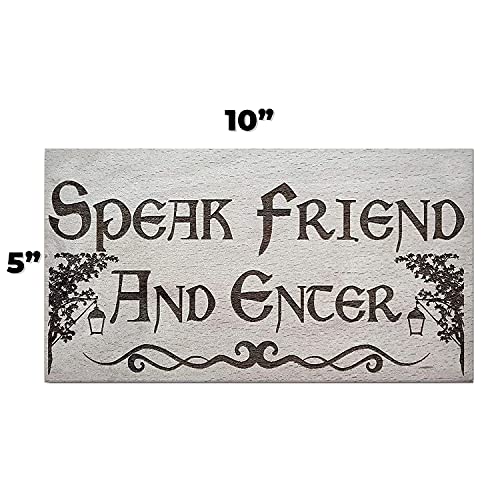 Speak Friend And Enter Wooden Hanging Man Cave Gift Plaque Dad Pub Bar Sign 10 X 5 Inch (US-G002)