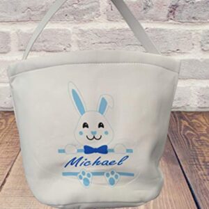 Personalized Easter Bunny Basket for Egg Hunting - Bucket with Handle - Empty - Gathering Pail - Canvas