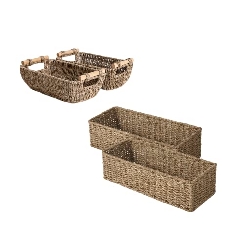 StorageWorks Seagrass Wicker Baskets Set