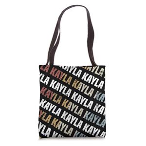 vintage first name pattern retro forename gift for kayla tote bag
