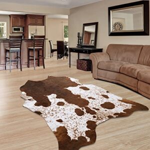 Foxmas Cowhide Rug for Living Room, Cow Print Rug for Bedroom, Faux Cow Hides and Skins for Office, Cow Print Table Runner Throw Rugs, Faux Fur Fabric Rug Animal Print Decor Desk Rug 5.2x6.2 Feet