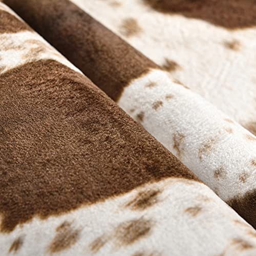 Foxmas Cowhide Rug for Living Room, Cow Print Rug for Bedroom, Faux Cow Hides and Skins for Office, Cow Print Table Runner Throw Rugs, Faux Fur Fabric Rug Animal Print Decor Desk Rug 5.2x6.2 Feet