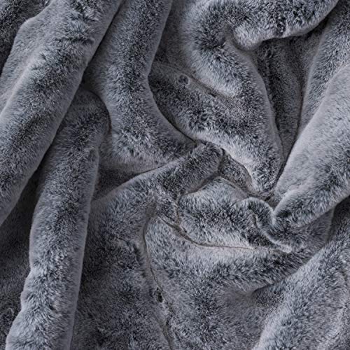 Premium Double-Sided Faux Fur Throw Blanket - Large: 50x60 Inches, Frosted Charcoal - Plush Velvety Soft Minky Material - Luxury Softness & Warmth - Machine Washable