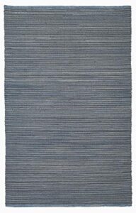 fab habitat area rug – hand woven, stain resistant, pet friendly – premium recycled polyester yarn & reclaimed rubber – stripes – kitchen, bathroom – kismet – denim – 2 x 3 ft