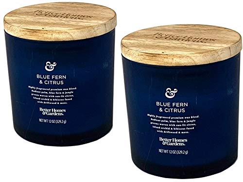 Better Homes and Gardens 12oz Scented Candle, Blue Fern and Citrus 2-Pack