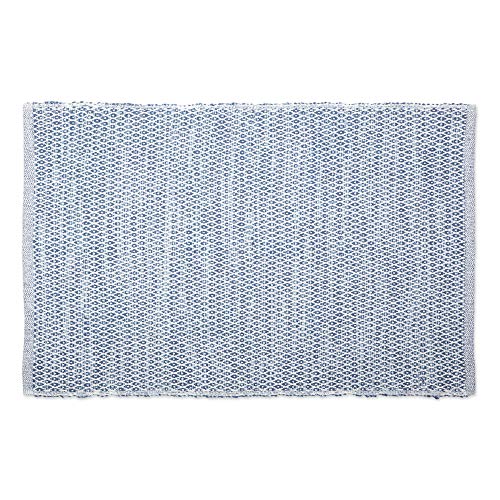 Contemporary Home Living 2' x 3' Steel Blue and White Diamond Cabana Recycled Yarn Rug