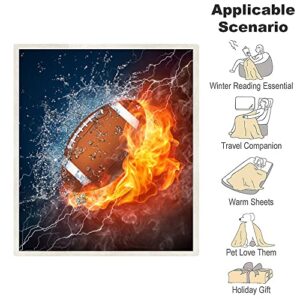 Football Blanket Soft Cozy Sherpa Water and Fire Sport Throw Blankets Football Gifts for Boys Kids Adult Plush Blanket for Couch Bed Sofa Home Decor(American Football,60"×80")