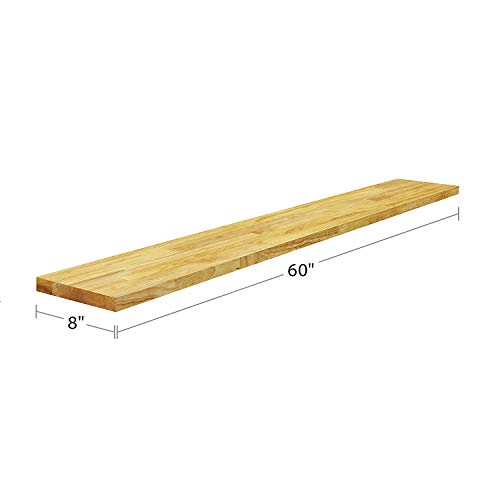 BenchPro Floating Shelf Wall Mounted Solid Butcherblock Shelf 8" Depth x 60" Length x 1" Thick