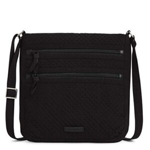vera bradley women’s microfiber triple zip hipster crossbody purse, true black, one size