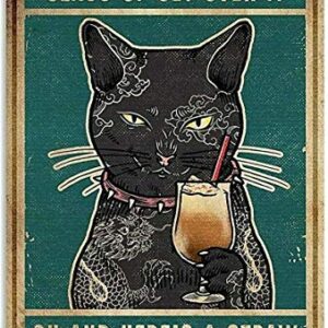 Cat Let Me Pour You A Tall Glass of Get Over It Poster Retro Sign for Street Garage Family Cafe Bar People Cave Farm Wall Bathroom Decoration U Crafts Metal Tin Sign 8x12inch