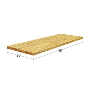 BenchPro Floating Shelf Wall Mounted Solid Butcherblock Shelf 15" Depth x 48" Length x 1" Thick