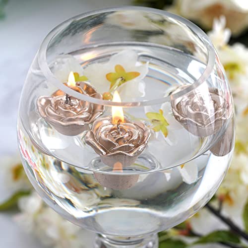 Efavormart Set of 12 Rose Gold Mini Floating Rose Candle Ideal for Aromatherapy Weddings Party Favors Home Decoration Supplies