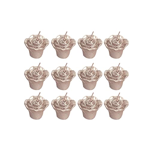 Efavormart Set of 12 Rose Gold Mini Floating Rose Candle Ideal for Aromatherapy Weddings Party Favors Home Decoration Supplies