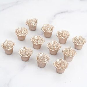 Efavormart Set of 12 Rose Gold Mini Floating Rose Candle Ideal for Aromatherapy Weddings Party Favors Home Decoration Supplies