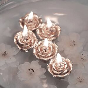 Efavormart Set of 12 Rose Gold Mini Floating Rose Candle Ideal for Aromatherapy Weddings Party Favors Home Decoration Supplies