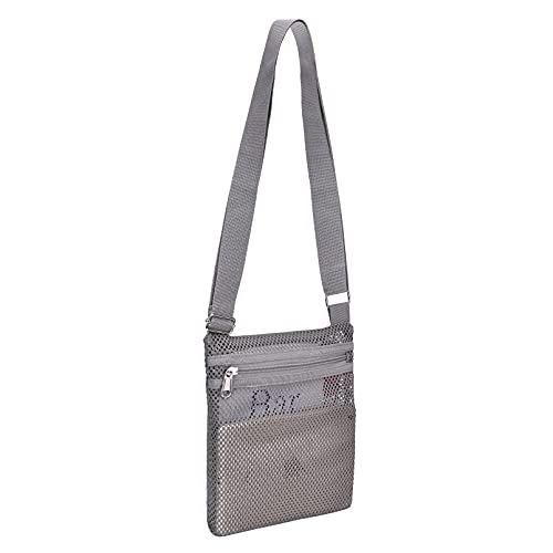 USPECLARE Heavy Duty Semi-Transparent small Mesh Purse, See Through Mesh Crossbody Bag (Grey)