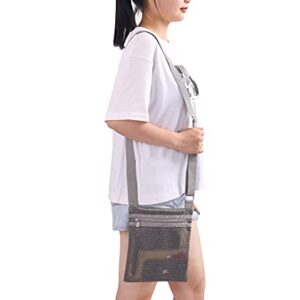 USPECLARE Heavy Duty Semi-Transparent small Mesh Purse, See Through Mesh Crossbody Bag (Grey)