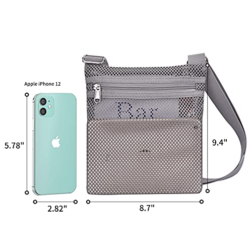 USPECLARE Heavy Duty Semi-Transparent small Mesh Purse, See Through Mesh Crossbody Bag (Grey)