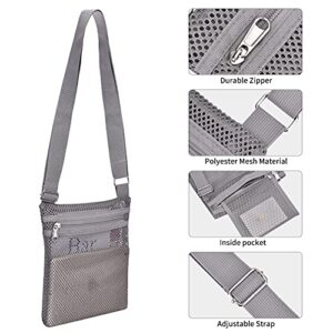 USPECLARE Heavy Duty Semi-Transparent small Mesh Purse, See Through Mesh Crossbody Bag (Grey)