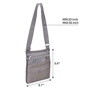 USPECLARE Heavy Duty Semi-Transparent small Mesh Purse, See Through Mesh Crossbody Bag (Grey)