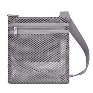 USPECLARE Heavy Duty Semi-Transparent small Mesh Purse, See Through Mesh Crossbody Bag (Grey)